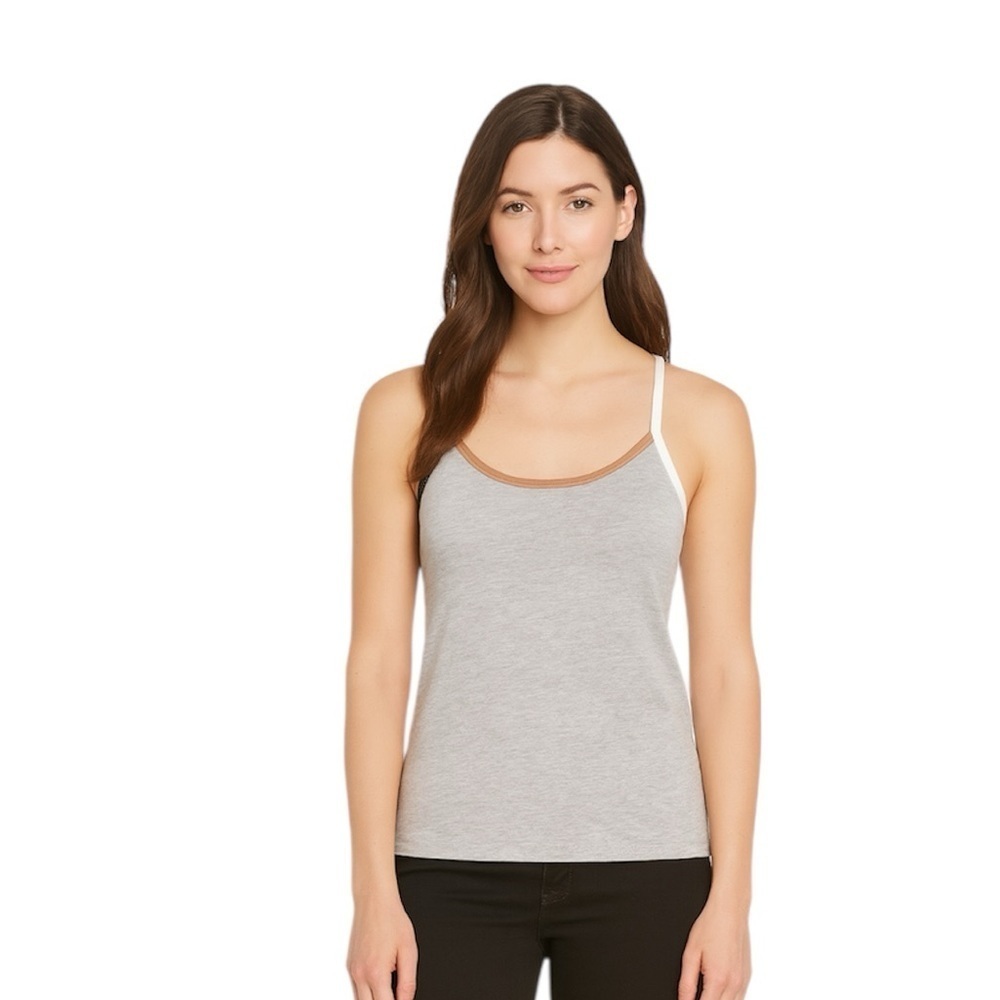 NWT Terez Grey Colorblock TLC Y-Back Tank Top, Size Small